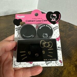 Sanrio Hello Kitty Black Gold Contact Lens Case Japan New Sealed Authentic
